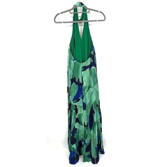Lulus “Prime Poise” Green and Blue Abstract Satin Halter Maxi Dress – Medium NWT - Picture 5 of 8